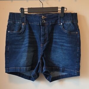 BloomChic Dark Denim Jean Shorts with Elastic Waist